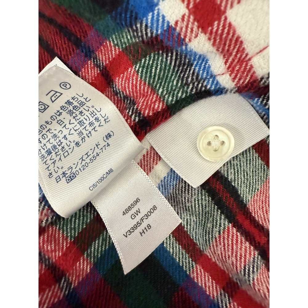 Lands End Women's Flannel Shirt Button Up Plaid 24w Red White‎ Blue Green - Picture 7 of 7